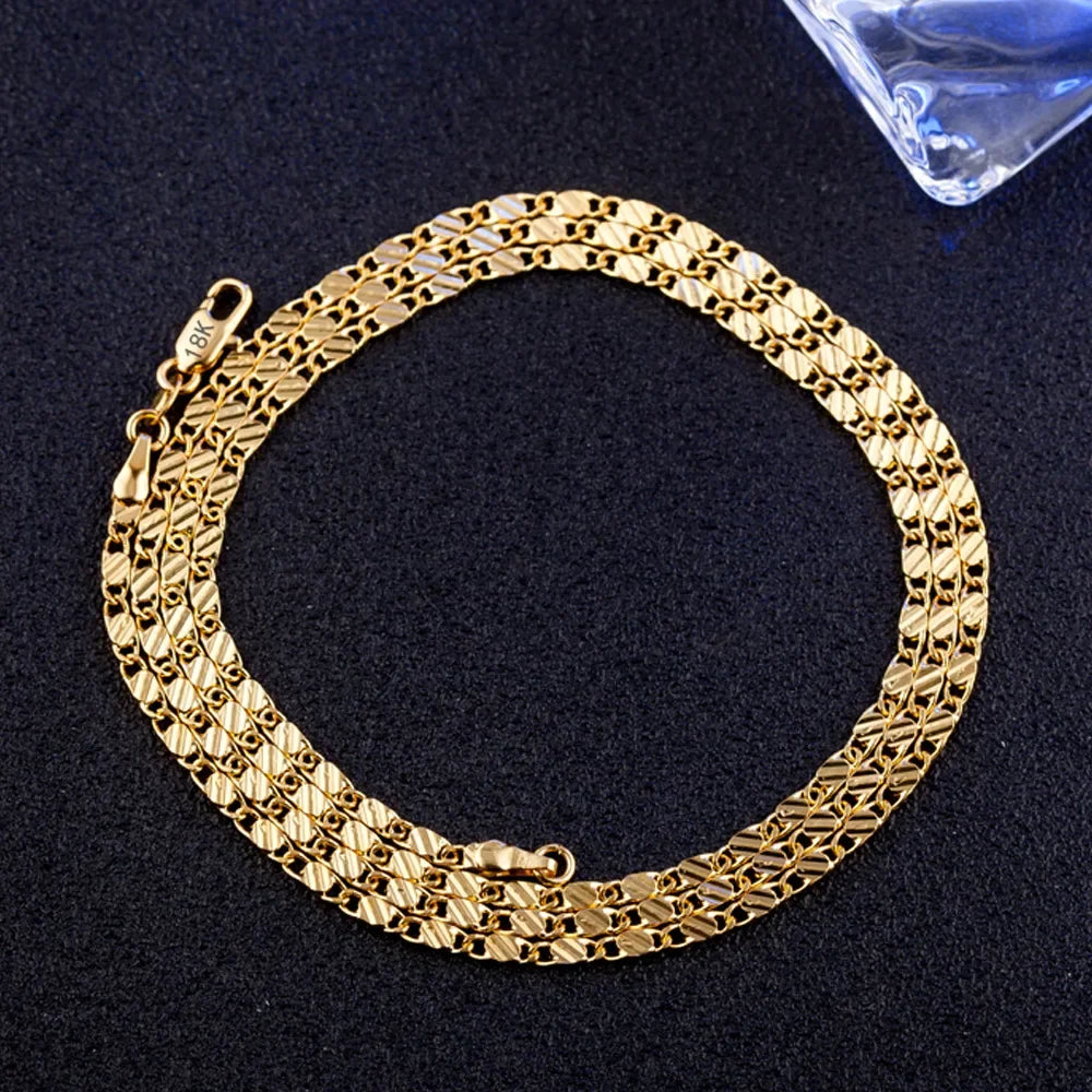 18K Gold Sideways Chain Necklace