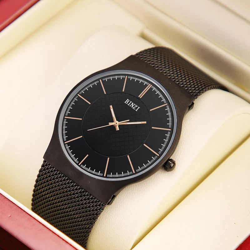 Top Brand Luxury Quartz Watch for Men Fashion Mens Watches Erkek Kol Saati Casual Slim Mesh Steel Waterproof Sports Watch