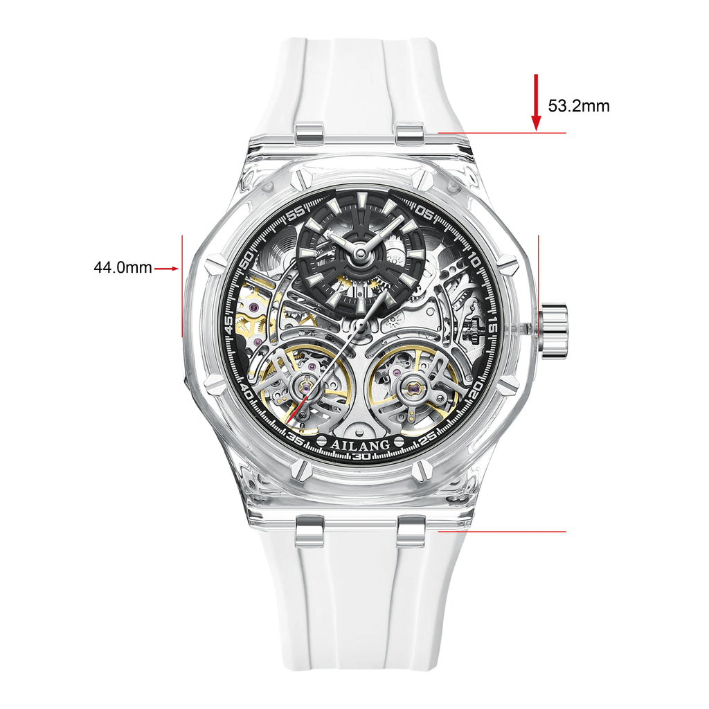 Double Tourbillon Men Watches Luxury Brand Automatic Mechanical Watch Rubber Sports Casual Sports Military Waterproof Clock