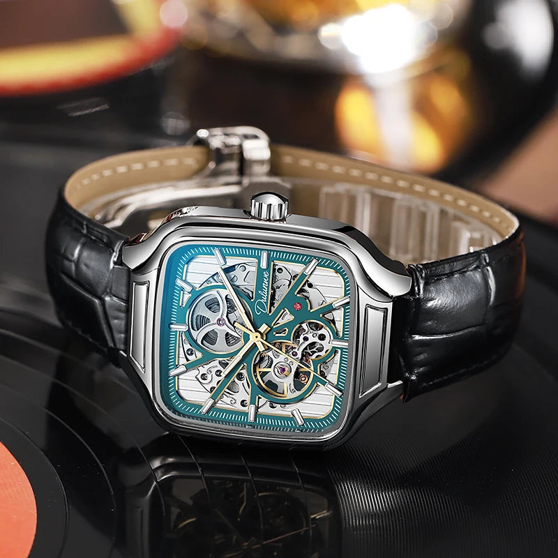 Skeleton Watch Men Fashion Stainless Steel High Quality Square Dial Luminous Automatic Mechanical Watches Relogios Masculino