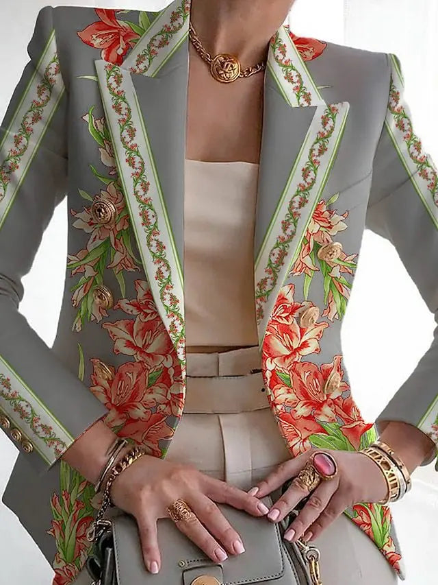 Spring new European and American women's fashion print suit slim suit coats  blazer women  women blazer