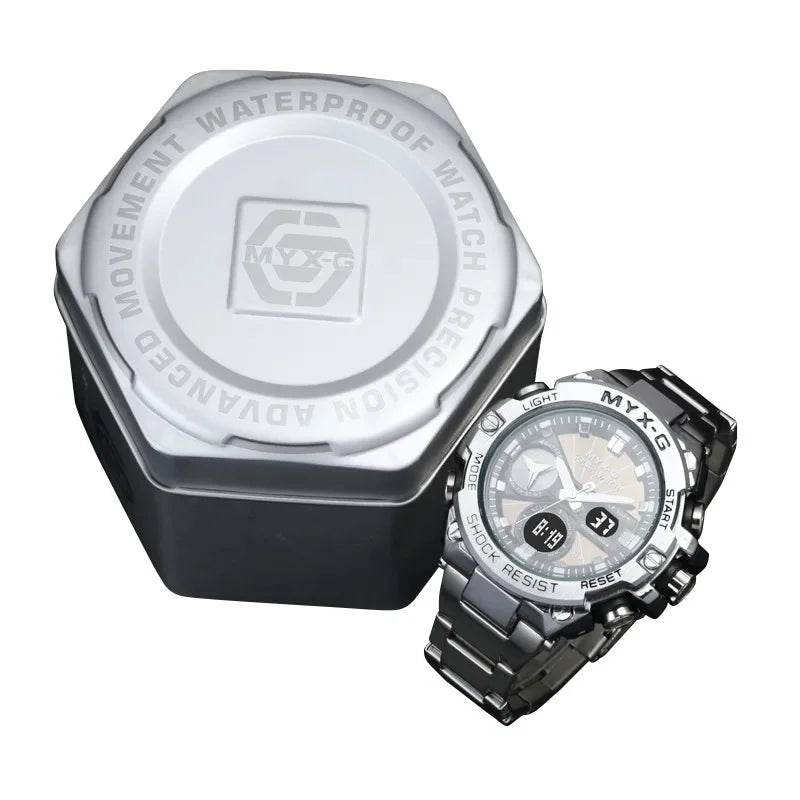Solar Energy Watch For Men Endurance Light Kinetic Energy Timer Alarm Clock Rotating Windmill All Steel Men Watch Reloj Hombre