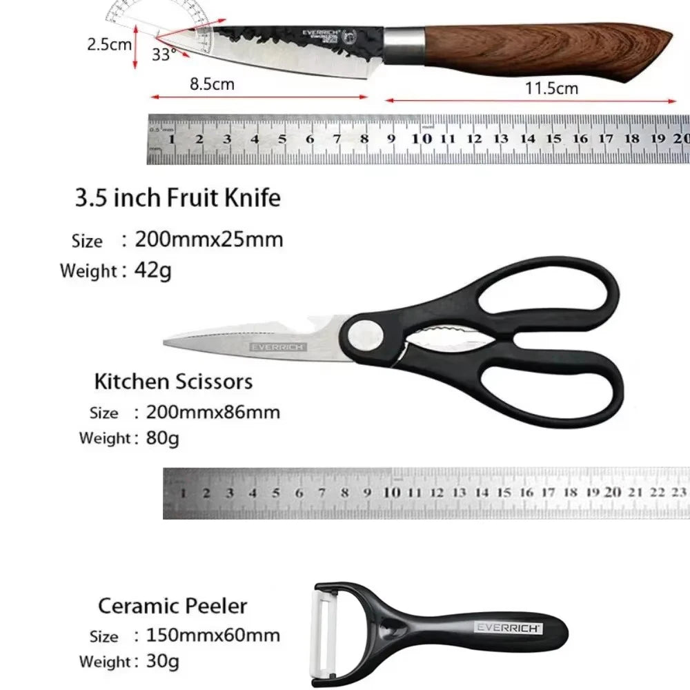 6 Pcs Sets Kitchen Knife Stainless Steel Kitchen Knife Sets Non Stick Blade Chef Sliciing Cleaver Paring Scissors Peeler Knives