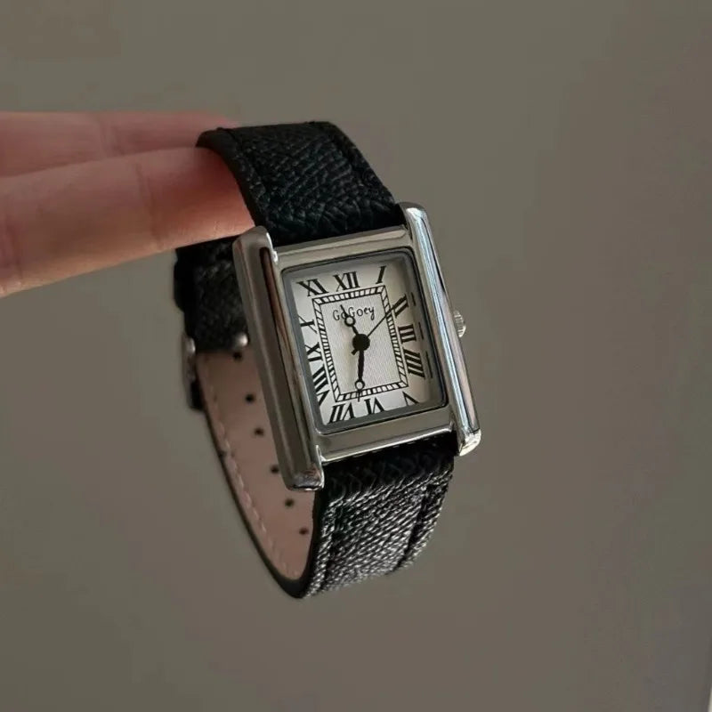 Fashion Watch for Women Red Leather Strap Ladies Dress Watch Square Dial Brand Quartz Wristwatches Dropshipping Luxury Clock