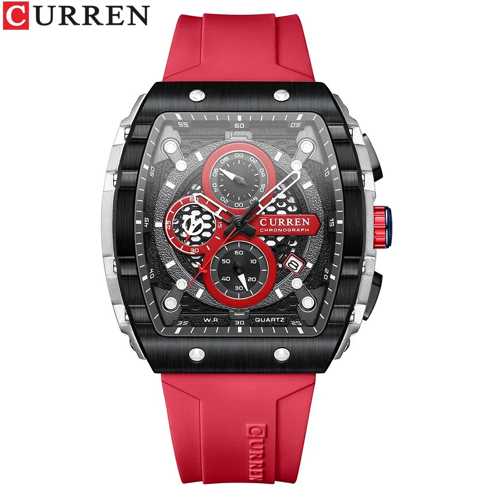 CURREN Men's Luxury Square Chronograph Watch - Waterproof Luminous Quartz
