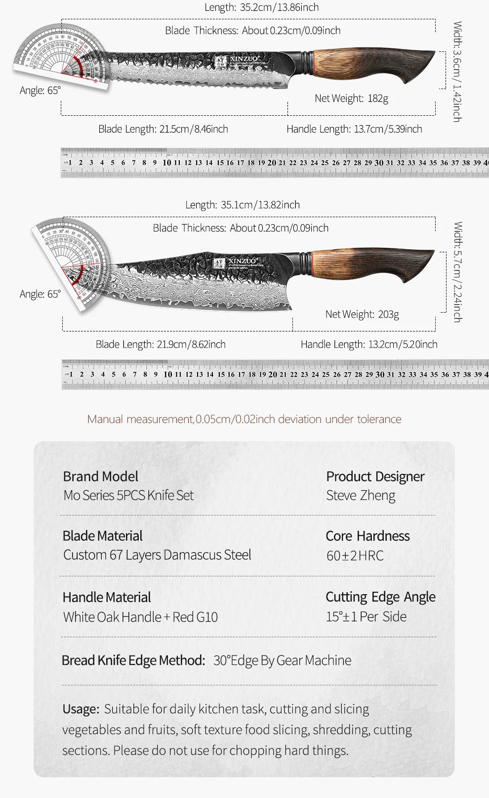 XINZUO 1-5PCS Damascus Steel Kitchen Knife 10Cr15CoMov Steel Core Chopping Vegetables And Fruits Household Kitchen Knife