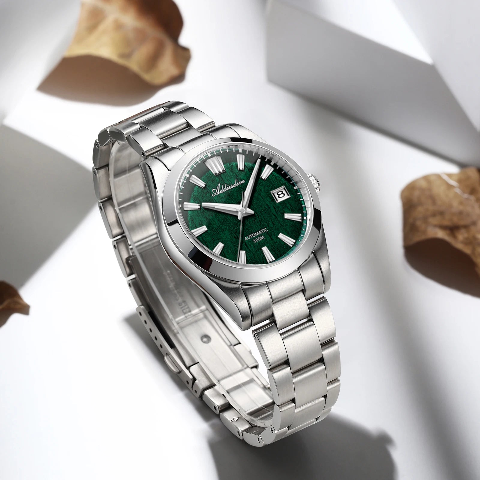 ADDIESDIVE AD2075 Men Watch 39mm Fashion Bark Texture Dial Dress Sapphire Automatic Mechanical Watches Waterproof Luminous reloj
