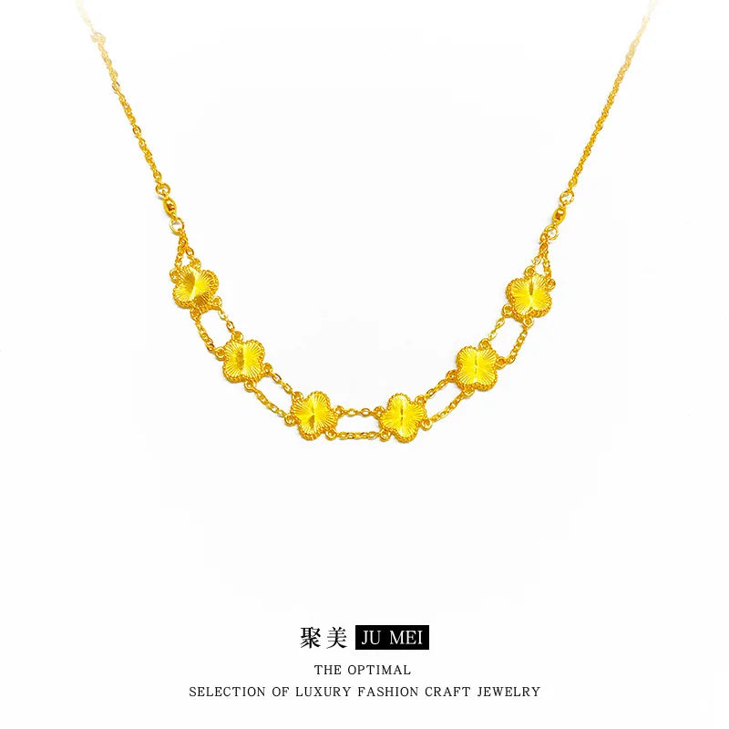 24K Gold Double Row Four-Leaf Clover Set