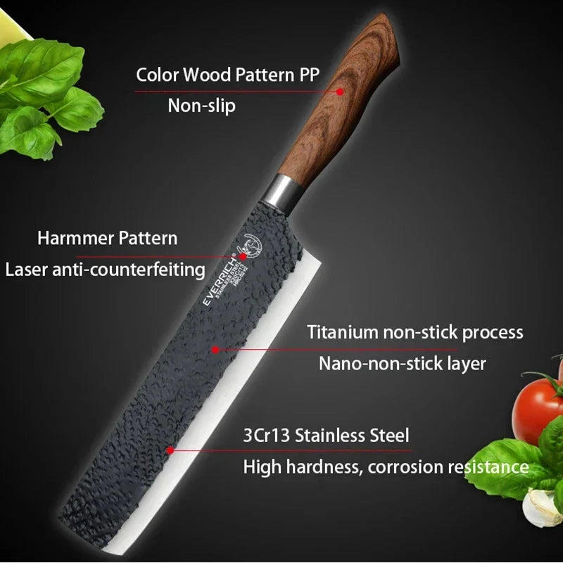 6 Pcs Sets Kitchen Knife Stainless Steel Kitchen Knife Sets Non Stick Blade Chef Sliciing Cleaver Paring Scissors Peeler Knives