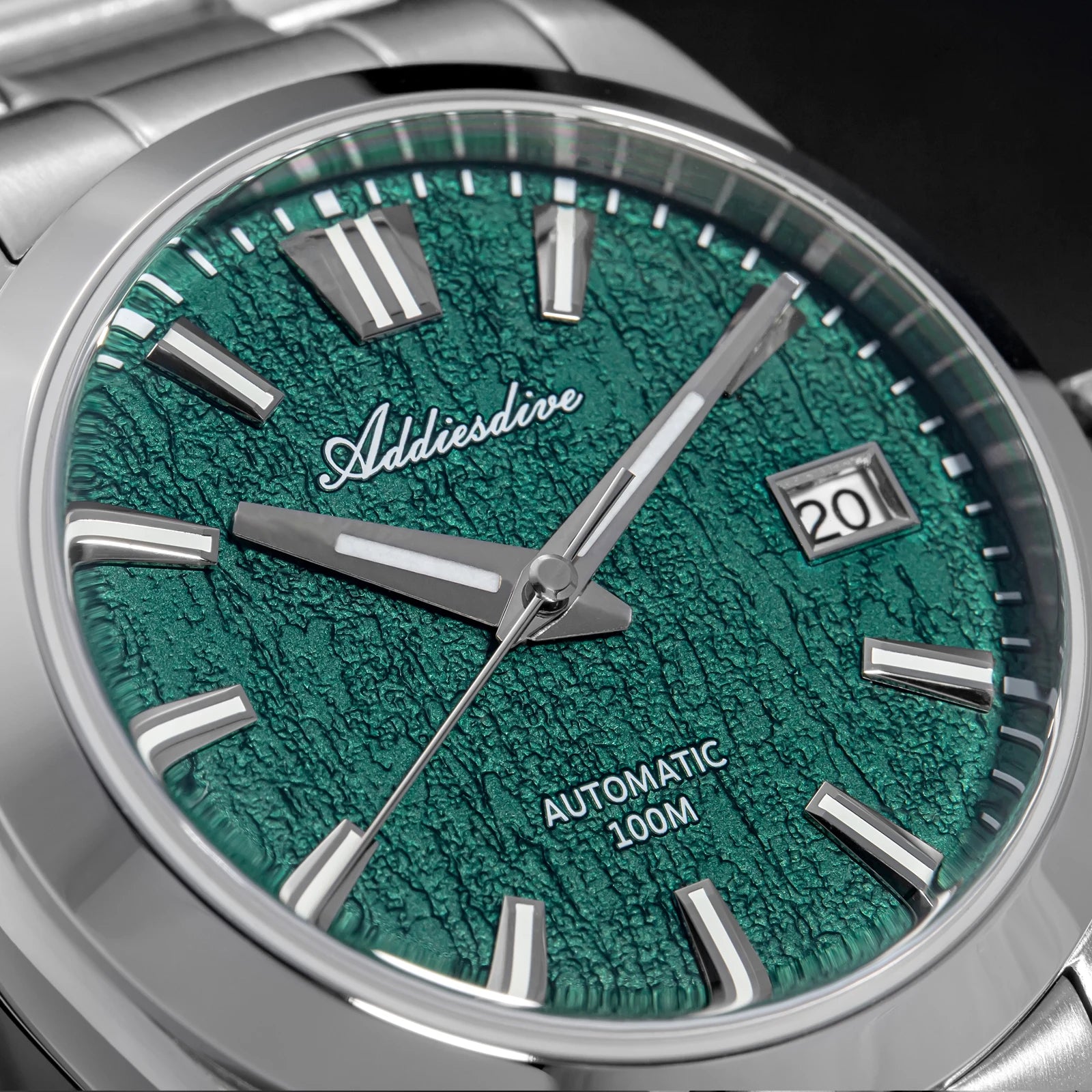 ADDIESDIVE AD2075 Men Watch 39mm Fashion Bark Texture Dial Dress Sapphire Automatic Mechanical Watches Waterproof Luminous reloj
