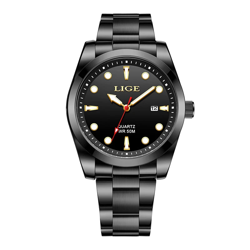 LIGE SlimTech Pro - Ultra-Thin 5ATM Waterproof Sport Chronograph