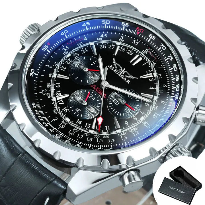 Jaragar Commander Military Automatic Watch - Triple Sub-Dial Tactical Chronograph