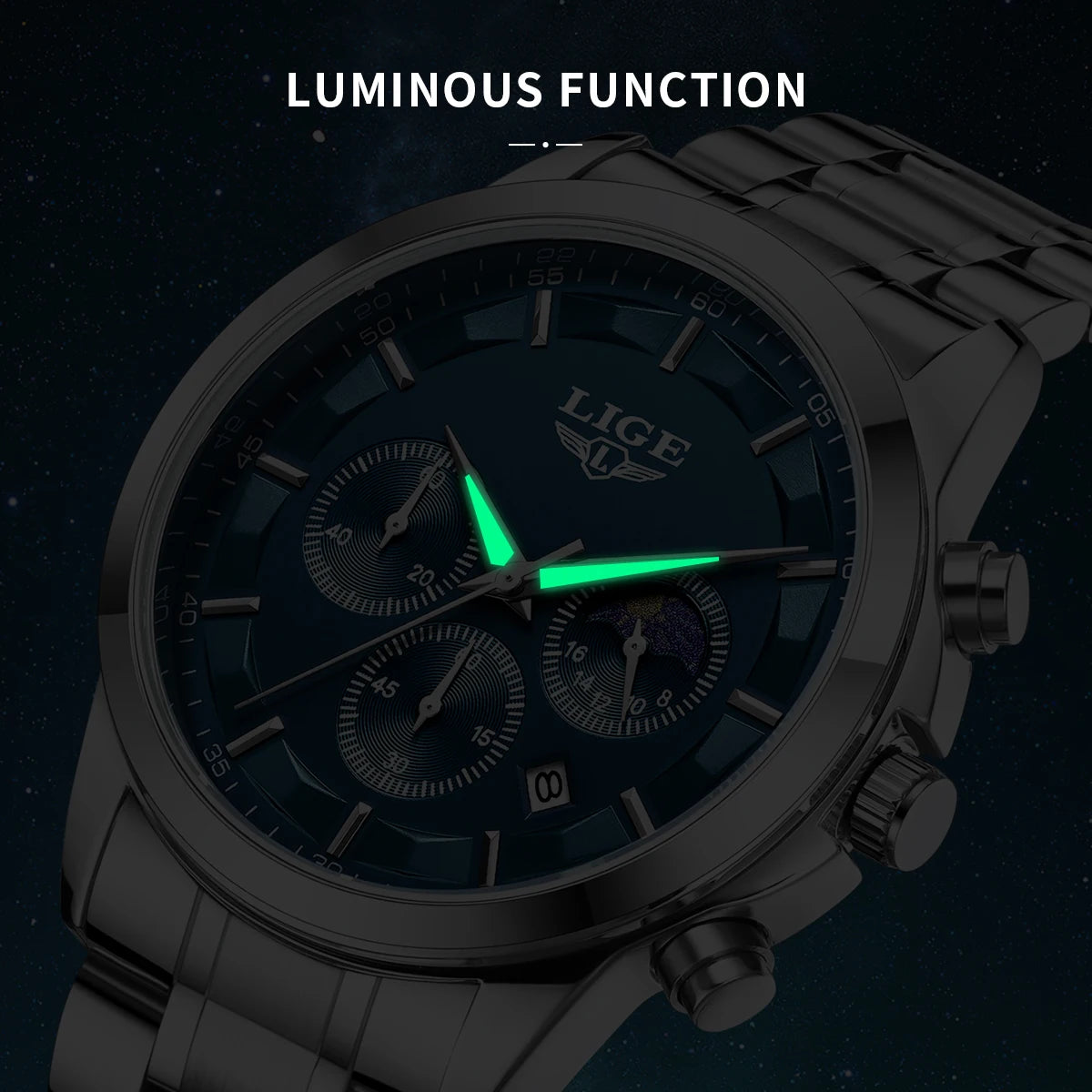 LIGE Gentleman's Elite - Luxury Chronograph Timepiece with Gift Presentation