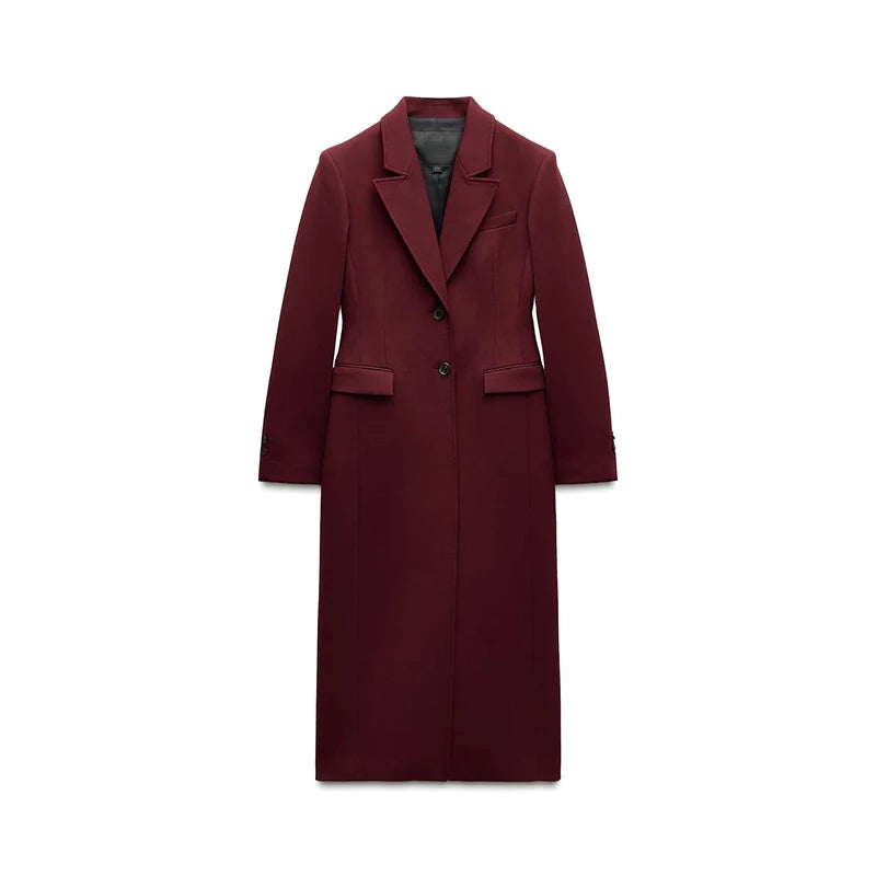 Long Waist Cinched Suit Coat Jacket V-Neck Commuter Minimalist Slim Fit Elegant Women Overcoat Top Professional Formal Spring