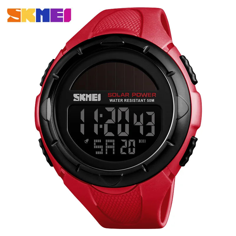 SKMEI 1405 Solar Sport Digital Mens Wristwatch Military LED Display Watch for Men Waterproof Shockproof Clock Reloj Hombre 1251