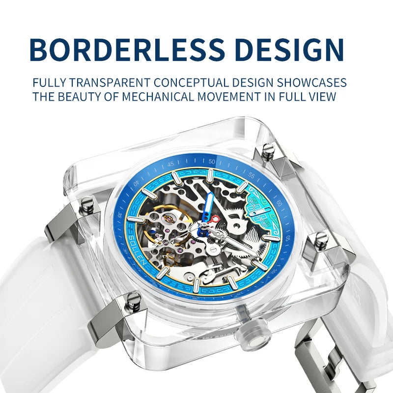 New Skeleton Men Pagani Design Automatic Watch Square Mechanical Watches for Mens Tourbilon Waterproof Wristwatches Reloj Hombre