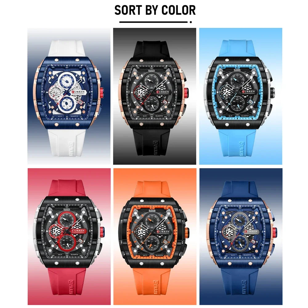 CURREN Men's Luxury Square Chronograph Watch - Waterproof Luminous Quartz