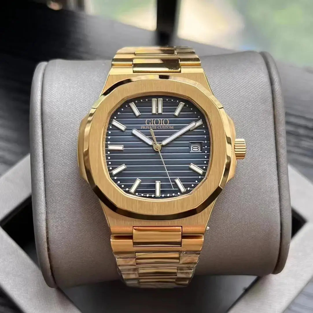 Luxury New Elegant Mens Automatic Mechanical Watch 5711 Simple 904L Stainless Steel Calendar Silver Yellow Gold Blue Green