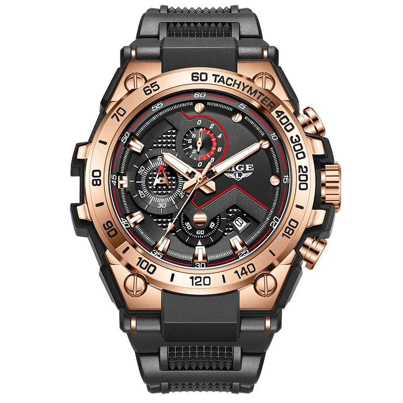 LIGE Tactical Green - Military Silicone Big Dial Sport Chronograph