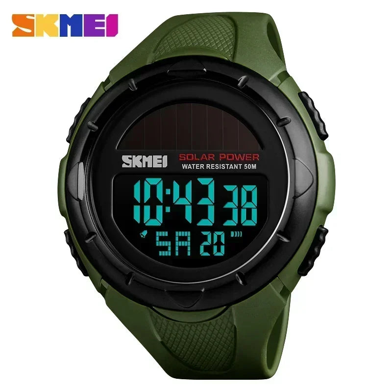 SKMEI 1405 Solar For Power Enviormentally Alarm Male Clock reloj hombre Men Luminous Watches  Sport Digital Mens Wristwatches