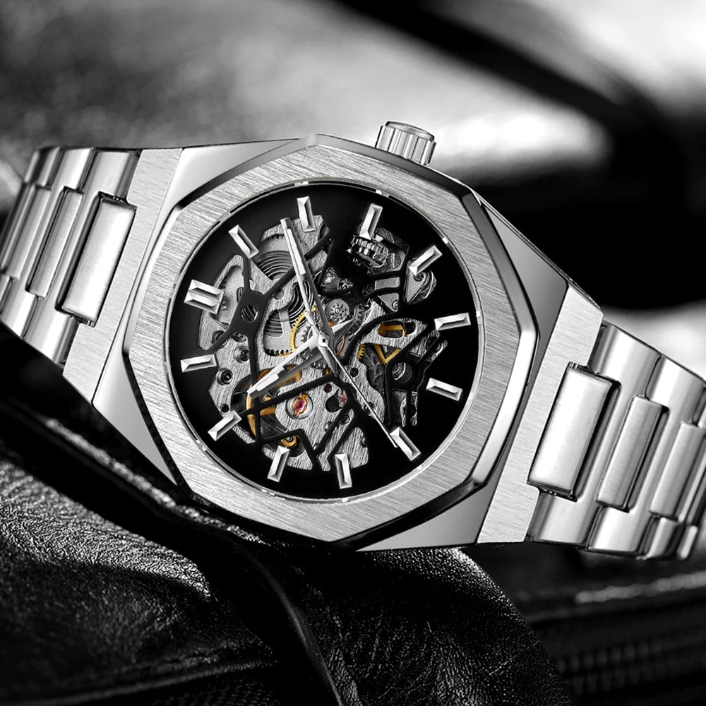 TacticalForce Recon - Military Skeleton Automatic Waterproof Steel Watch