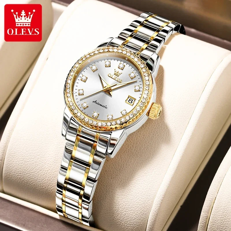 OLEVS-7003 Automatic Mechanical Watches Women Waterproof Luminous Calendar Women Wrist Watch Luxury Watch 2023