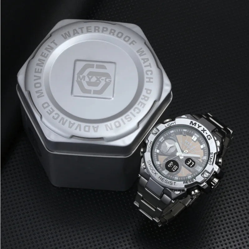 Solar Energy Watch for Men 53mm Endurance Light Kinetic Energy Timer Alarm Clock Rotating Windmill All Steel Men Watch Reloj