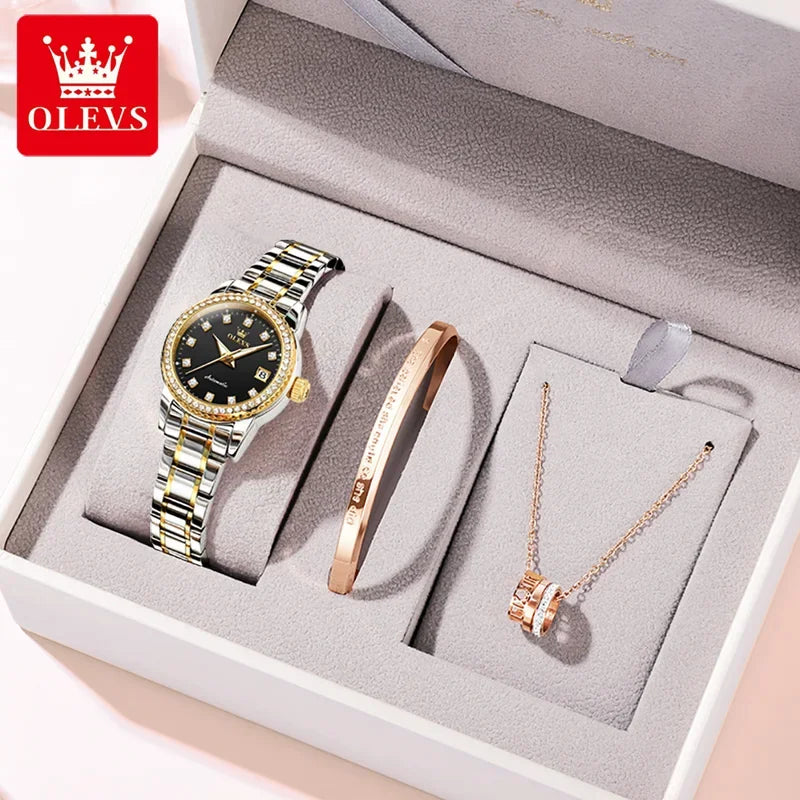 OLEVS-7003 Automatic Mechanical Watches Women Waterproof Luminous Calendar Women Wrist Watch Luxury Watch 2023