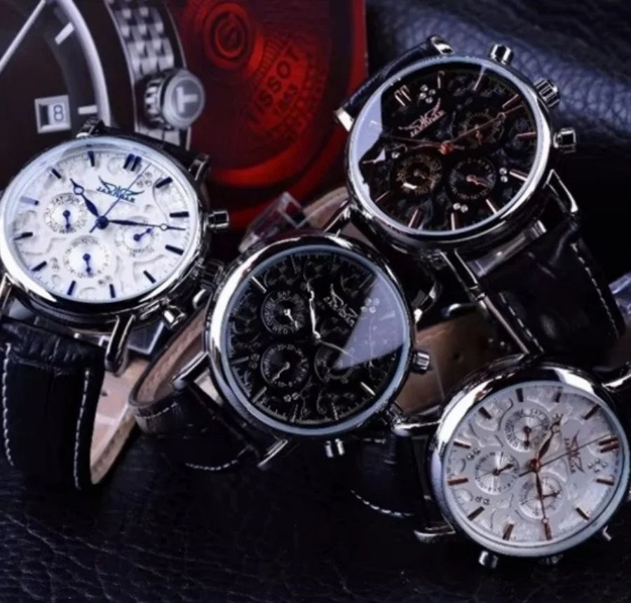 Jaragar Executive 348 - Waterproof Automatic Leather Watch for Business & Casual