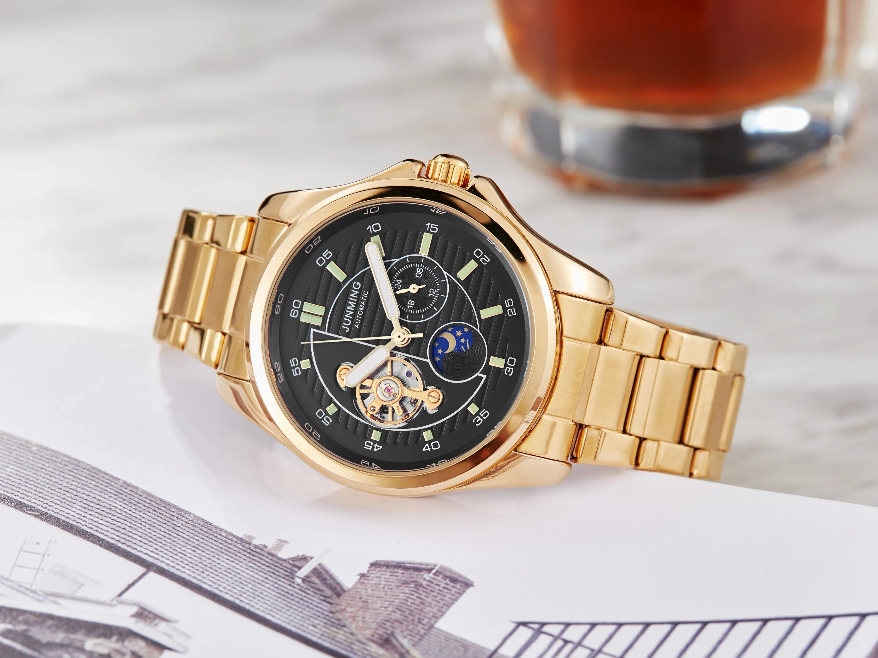 Skeleton Mechanical Watch Men's Top Brand Luxury Automatic Wristwatch Stainless Steel Band Sports Waterproof Male Reloj Gifts