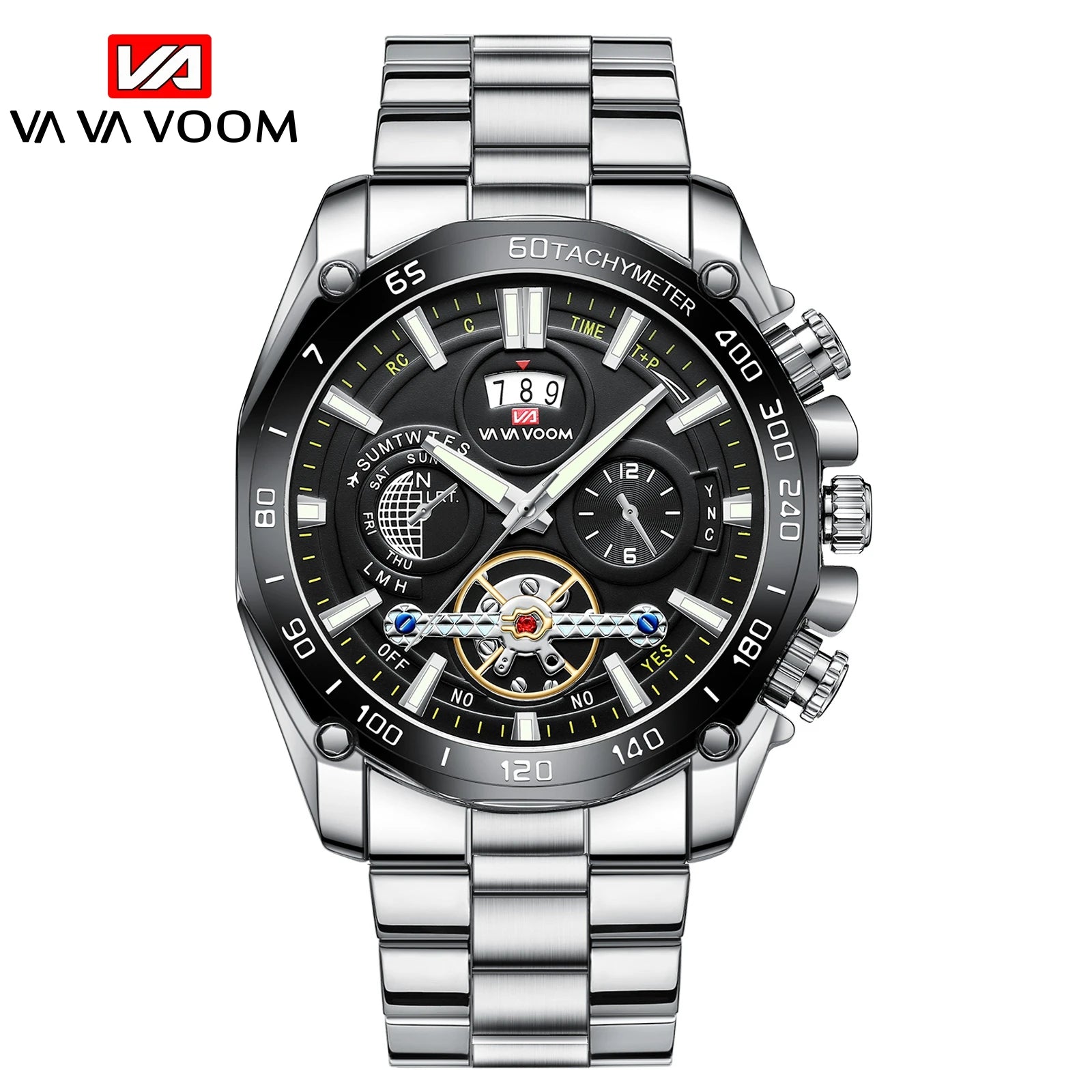 2023 New 12 O'clock Calendar Tourbillon Relogio Masculino Waterproof Sports Male Stainless Steel Strap Waterproof Watch for Men