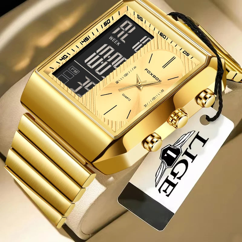 LIGE DualTech Pro - Luxury Dual Display Analog-Digital Watch