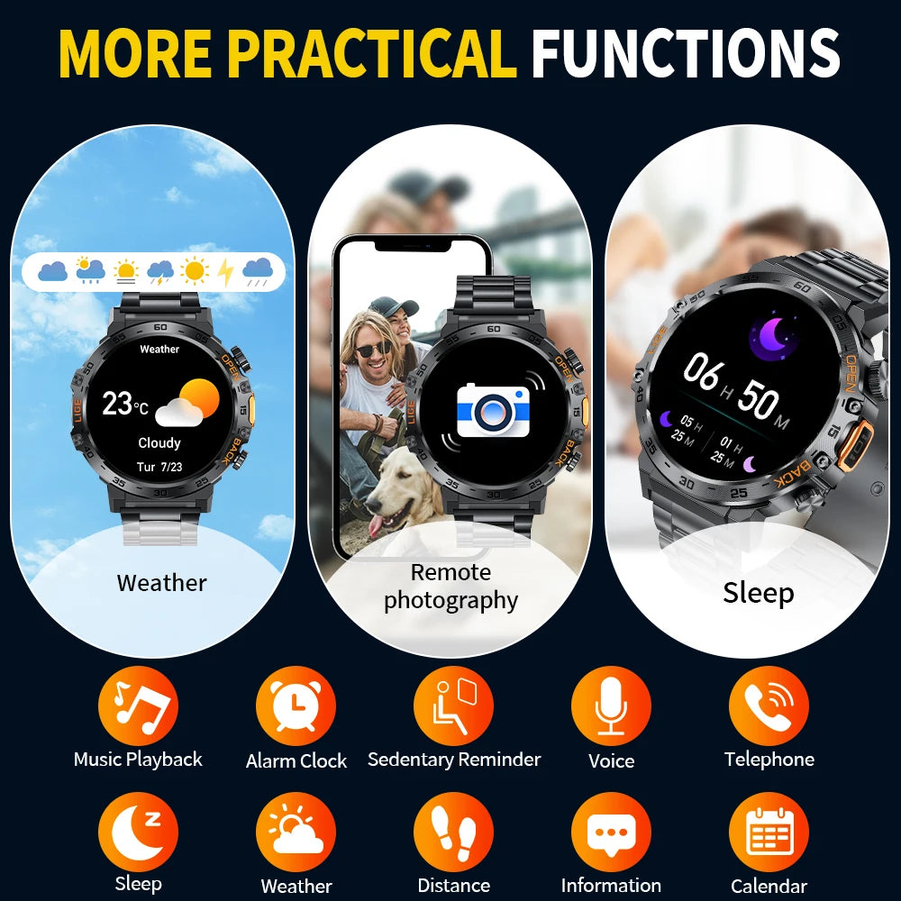 LIGE SmartVision 2025 - AMOLED HD Fitness Smartwatch with Flashlight