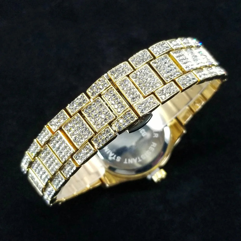 Classic Luxury Diamond Watches Women Fashion Bling Quartz Wristwatch Stainless Steel Iced Out Wedding Dress Accessories Watch