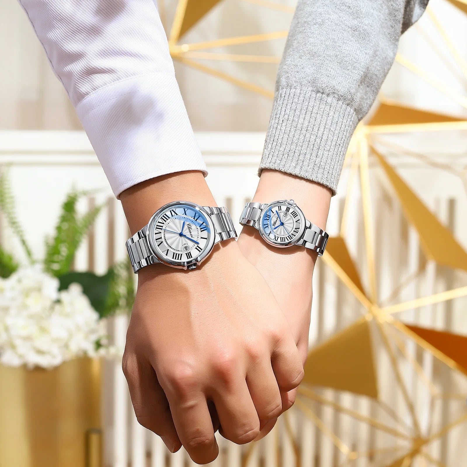 Silver Symphony - Luxury Couple's Stainless Steel Watch Set
