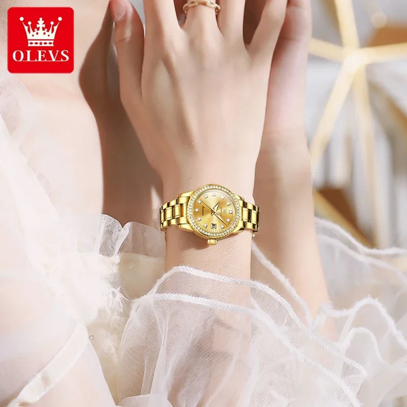 OLEVS-7003 Automatic Mechanical Watches Women Waterproof Luminous Calendar Women Wrist Watch Luxury Watch 2023