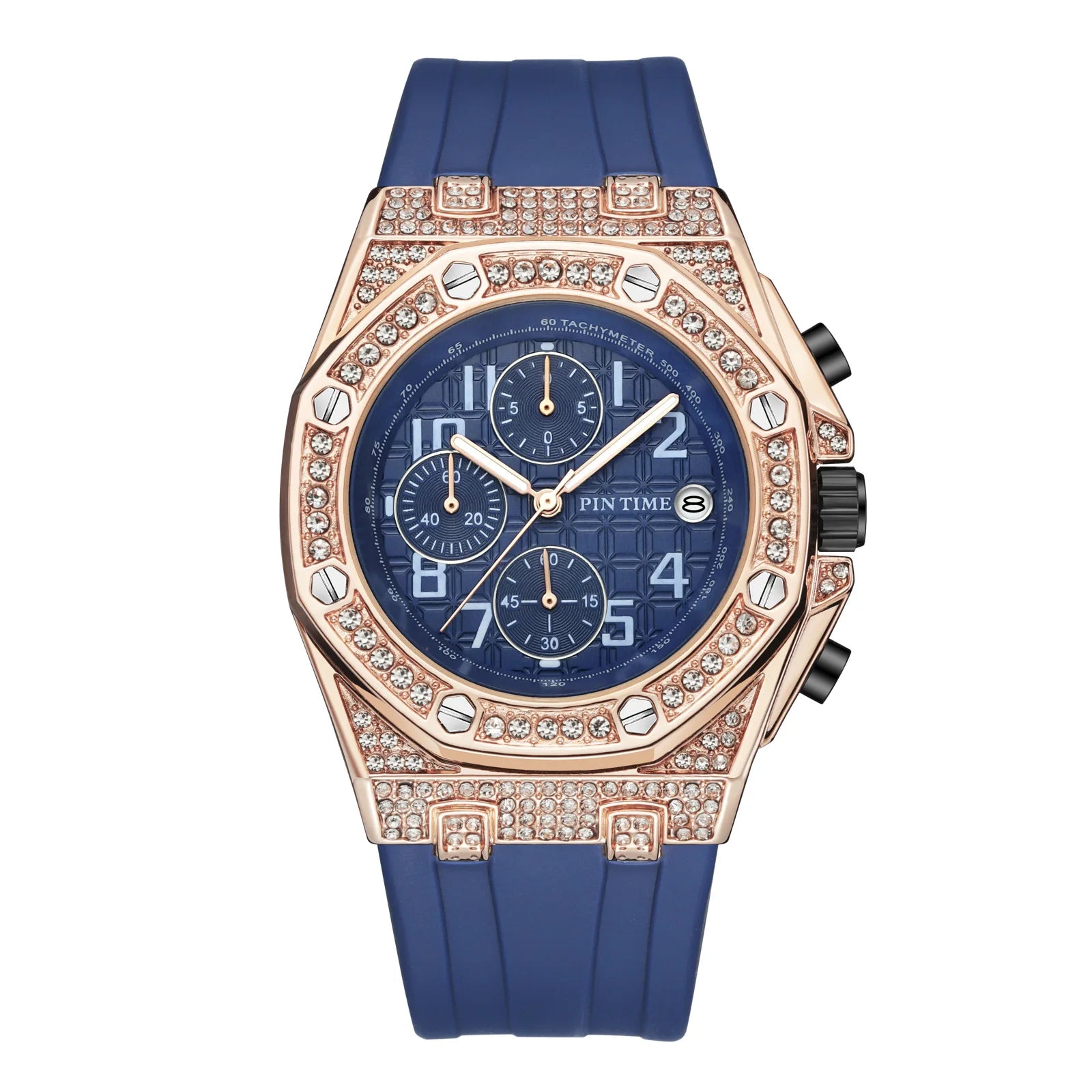 Multi functional diamond studded waterproof luminous calendar, trendy and fashionable quartz wristwatch for both men and women