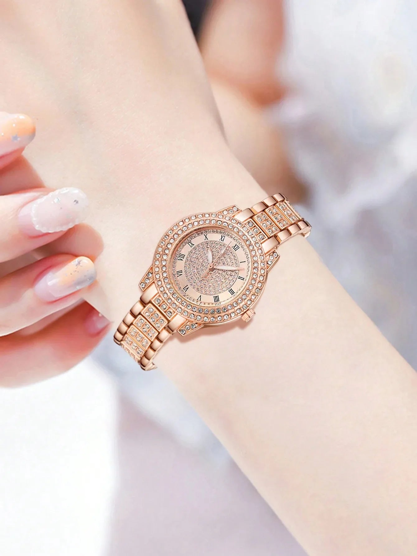 Women's Watches Fashion Original Quartz Wrist Watch for Ladies Roman Dial Dazzling Diamond Waterproof Luminous Luxury New