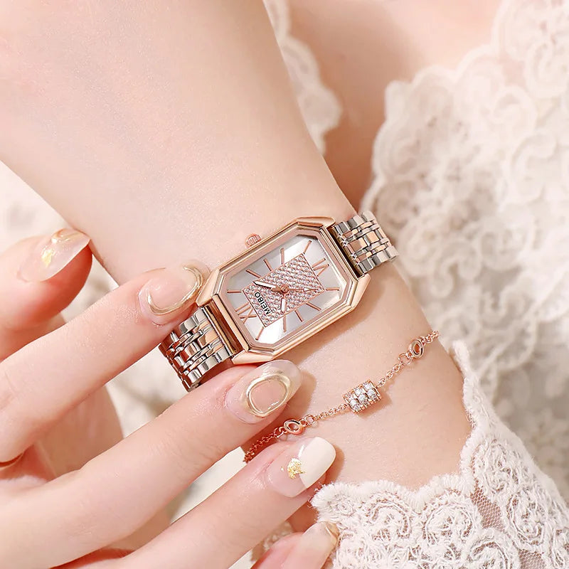 Women Luxury Famous Brand Watches Womens Stainless Steel Rectangle Quartz Watch For Women Fashion Dress Watches Relogio Feminino