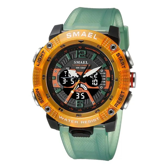 2023 New Sport Watches Men SMAEL Waterproof Analog Digital Quartz Wristwatches Male Fashion Stopwatch Alarm Clock 8058 Man Watch