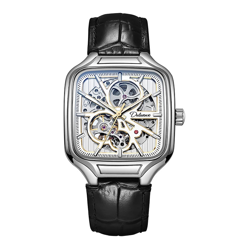Skeleton Watch Men Fashion Stainless Steel High Quality Square Dial Luminous Automatic Mechanical Watches Relogios Masculino