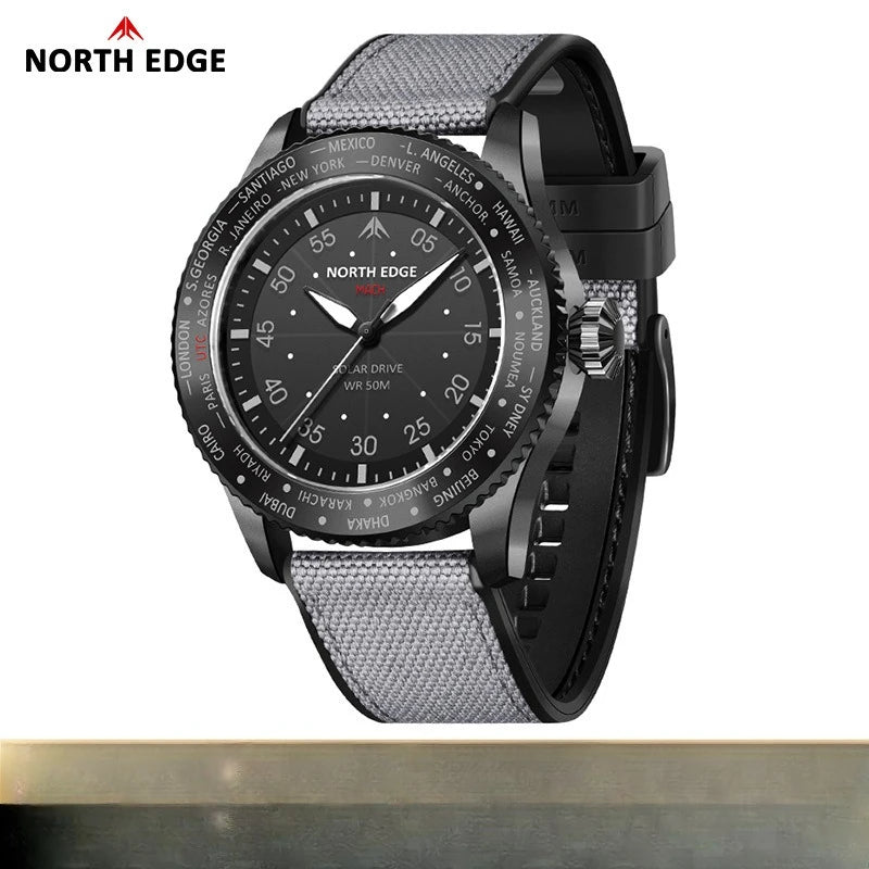 Outdoor Sports Electronic Watch Pointer Solar Charging Watch Luminous Waterproof Long Battery Life Light Driven Round Watch
