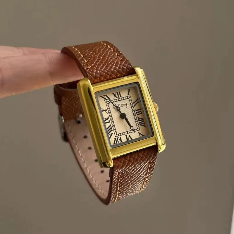 Fashion Watch for Women Red Leather Strap Ladies Dress Watch Square Dial Brand Quartz Wristwatches Dropshipping Luxury Clock