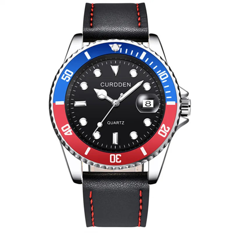 CURDDEN Men's Automatic Mechanical Watch - Vintage Black Leather Luxury Timepiece