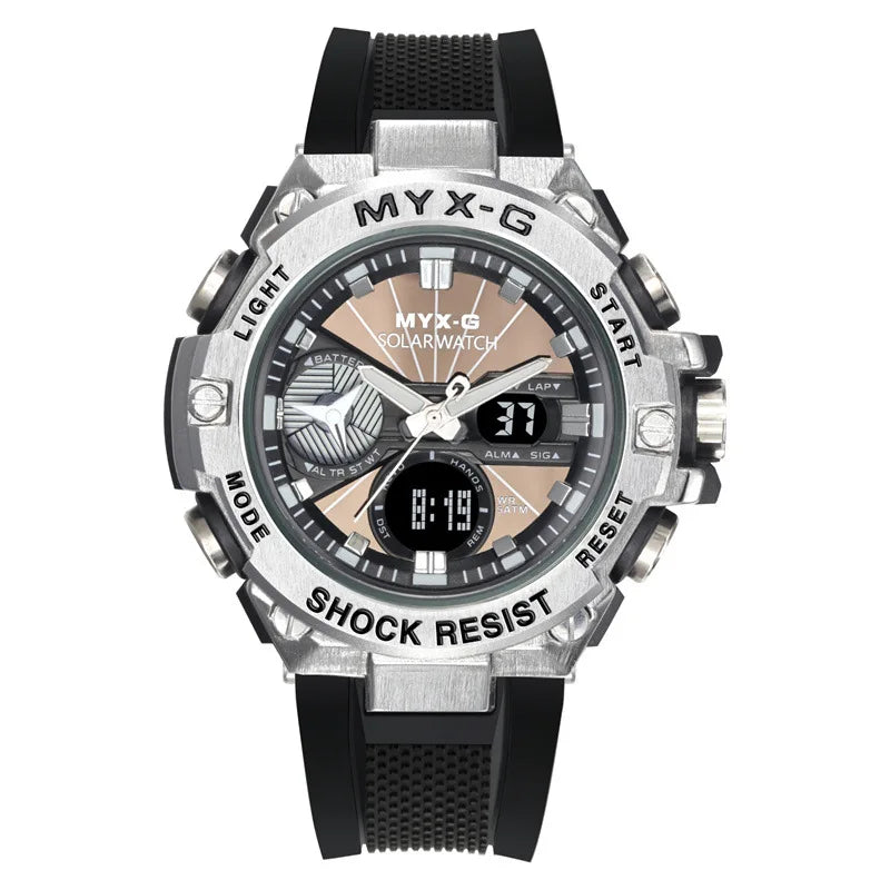 Solar Energy Watch For Men Endurance Light Kinetic Energy Timer Alarm Clock Rotating Windmill All Steel Men Watch Reloj Hombre