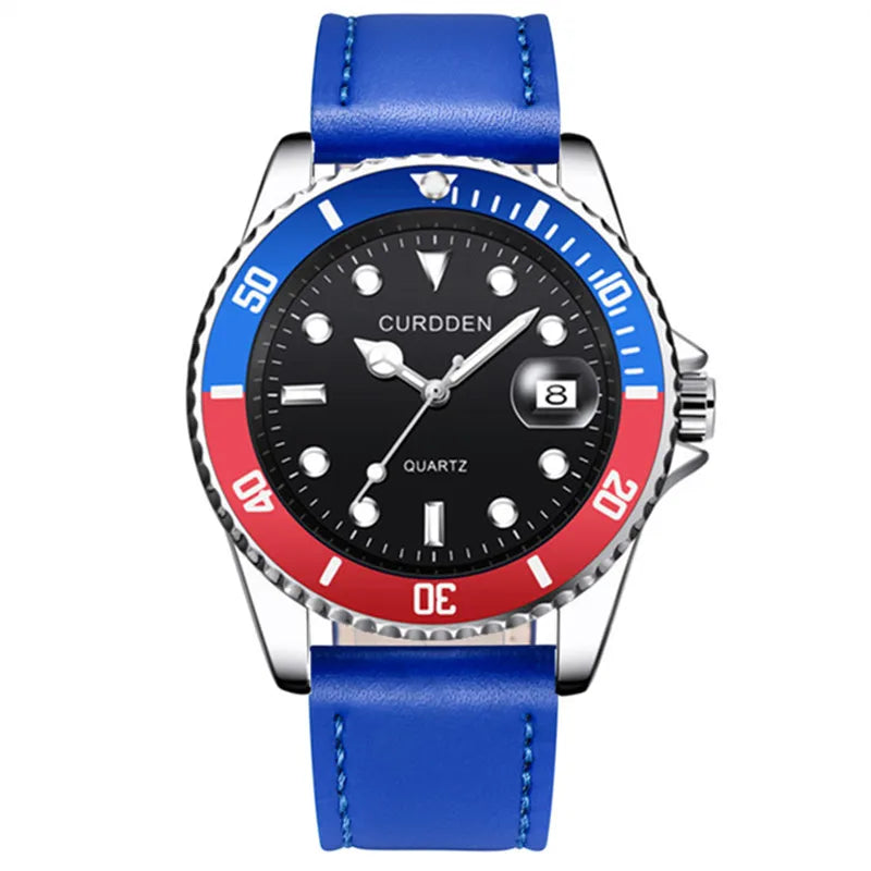 CURDDEN Men's Automatic Mechanical Watch - Vintage Black Leather Luxury Timepiece