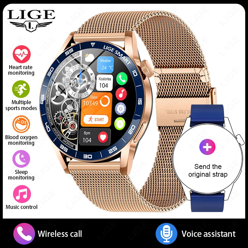 LIGE VoiceLink 2025 - Voice Calling HD Smartwatch IP68 Waterproof