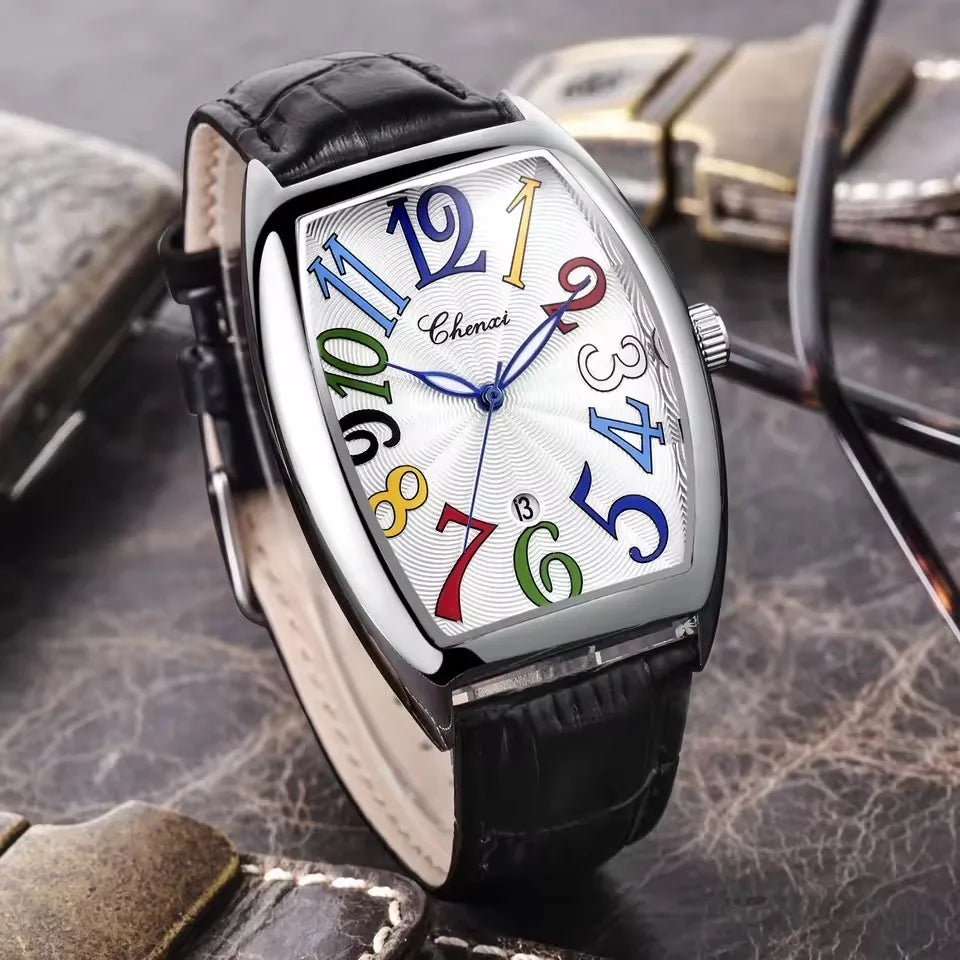 Vintage Arabic Dial Calendar Watch - Waterproof Leather Casual Quartz for Men