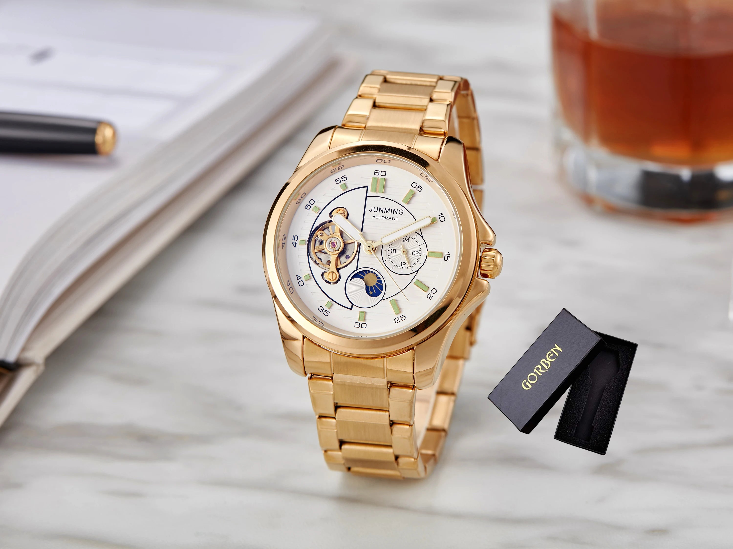 Skeleton Mechanical Watch Men's Top Brand Luxury Automatic Wristwatch Stainless Steel Band Sports Waterproof Male Reloj Gifts