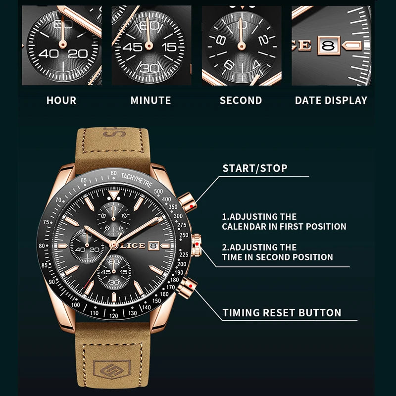 LIGE Sovereign 2025 - Elite Business Steel Quartz Timepiece